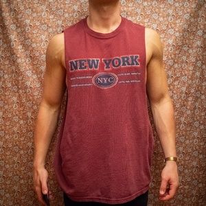 New York Vintage Burgundy Tank Top Muscle Tee